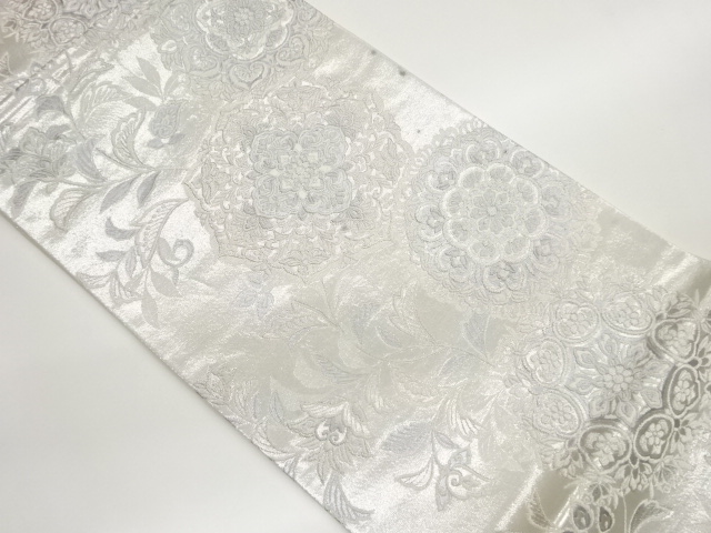 JAPANESE FUKURO OBI / WOVEN FLOWER CREST & CHINESE FLOWER